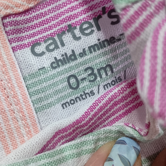 Carter's 2 Piece Striped Sleeveless Casual Dress 0-3 Months - Picture 4 of 5